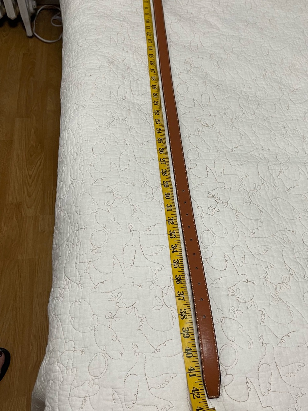 Tan Leather Women's Belt with Gold Double-Crescent Buckle - Picture 9 of 9